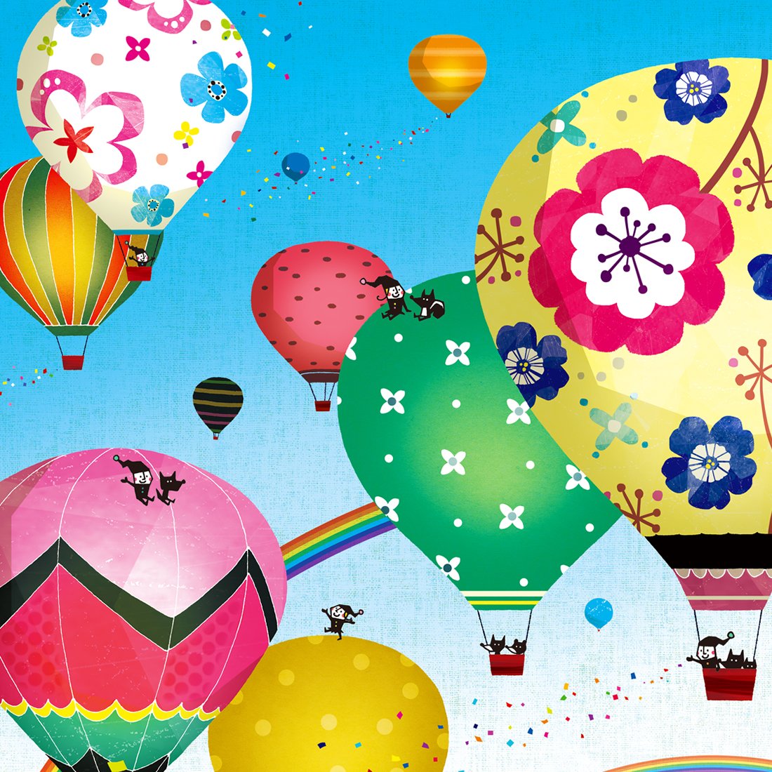 油彩画　気球 Amazon.co.jp: 絵画 インテリア 気球 「どこまでも どこまでも」 額