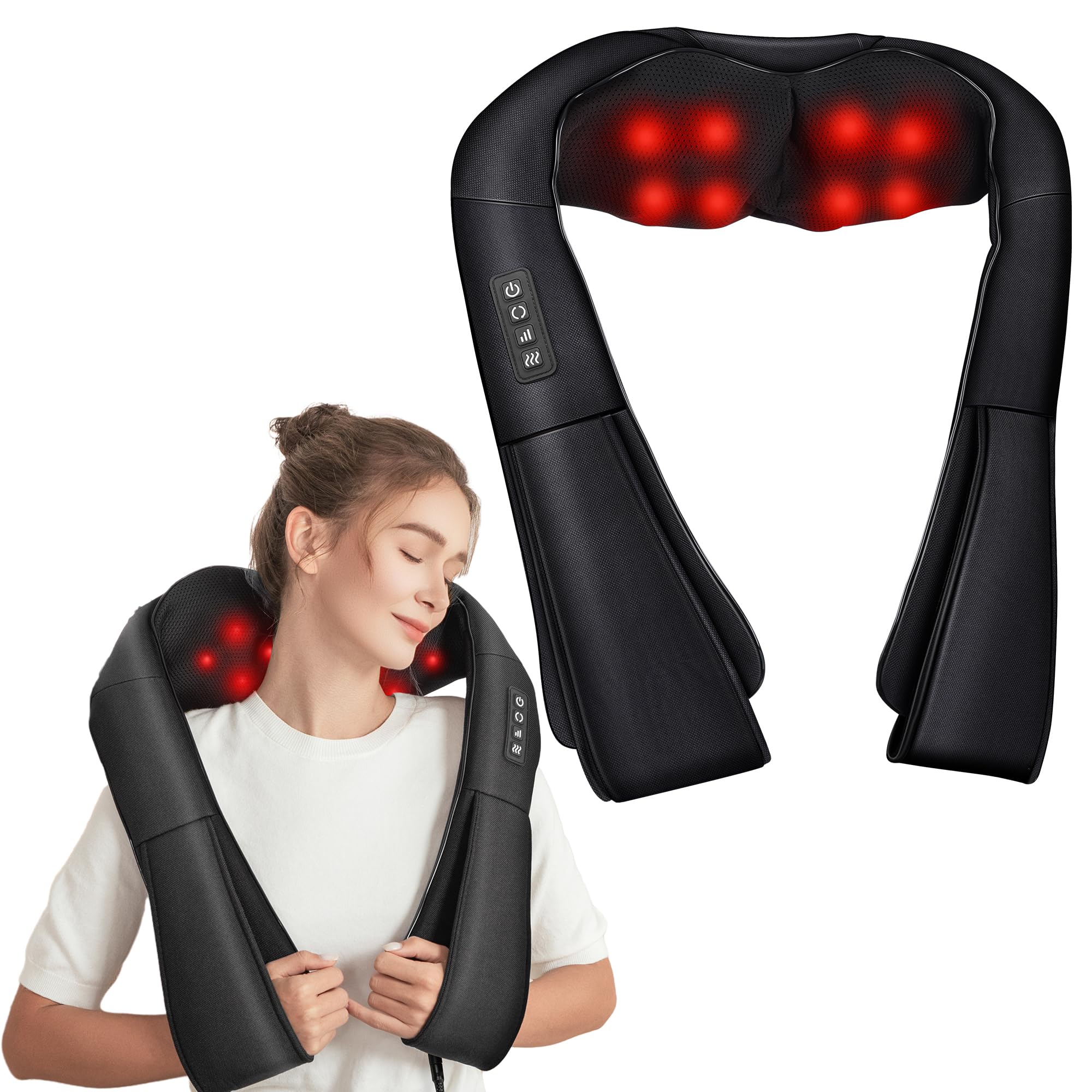 Brelley Massagegerät Nackenmassagegerät mit Wärme 3D Massage, Massagegerät Nacken um Muskelschmerzen zu Lindern, Geschenke für Frauen, Männer