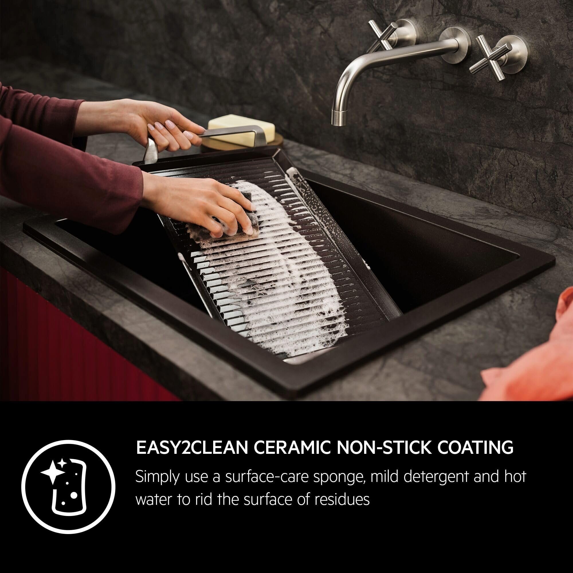 AEG Plancha Grill 2.0, rivestimento antiaderente in ceramica Easy2Clean, distribuzione ottimale del calore, per forno e piano cottura, A9HHPG11