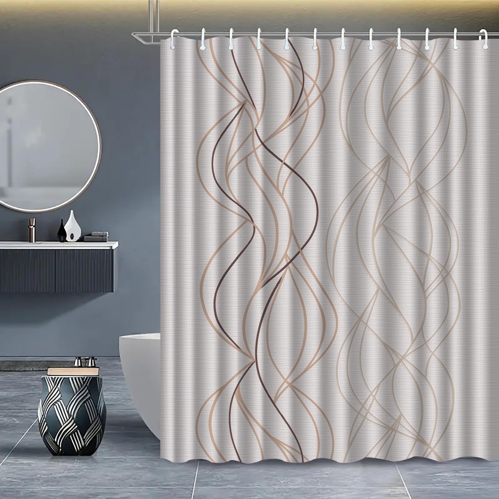 KELAIMI Abstract Striped Shower Curtain,Simple Modern Geometric Bathroom Curtain,Waterproof Luxury Bath Curtain with Hooks Style 6 180X180Cm