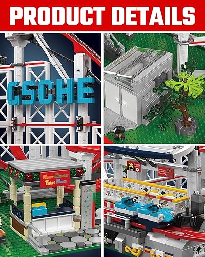 Miniatura 5 de Sosuy Juego de construcción de montaña rusa, estación de tren motorizada eléctrica, juguete de parque de atracciones para niños, niñas y