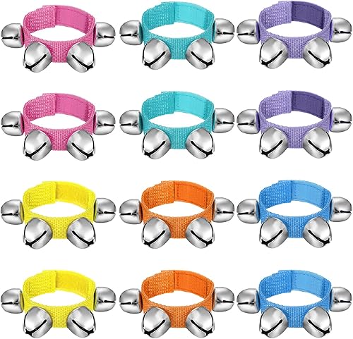 LEIFIDE 12 pulseras de Navidad con campanas de muñeca, campanas temblorosas, instrumentos musicales, campanas ajustables, pulsera de ritmo, campanas