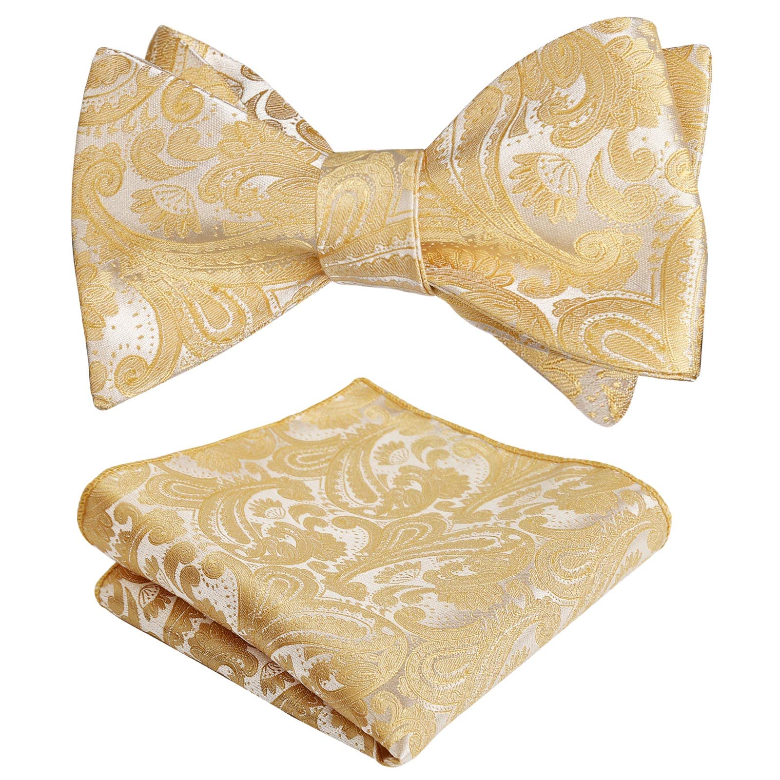 Alizeal Mens Paisley Jacquard Self Bow Tie Pocket Square Set