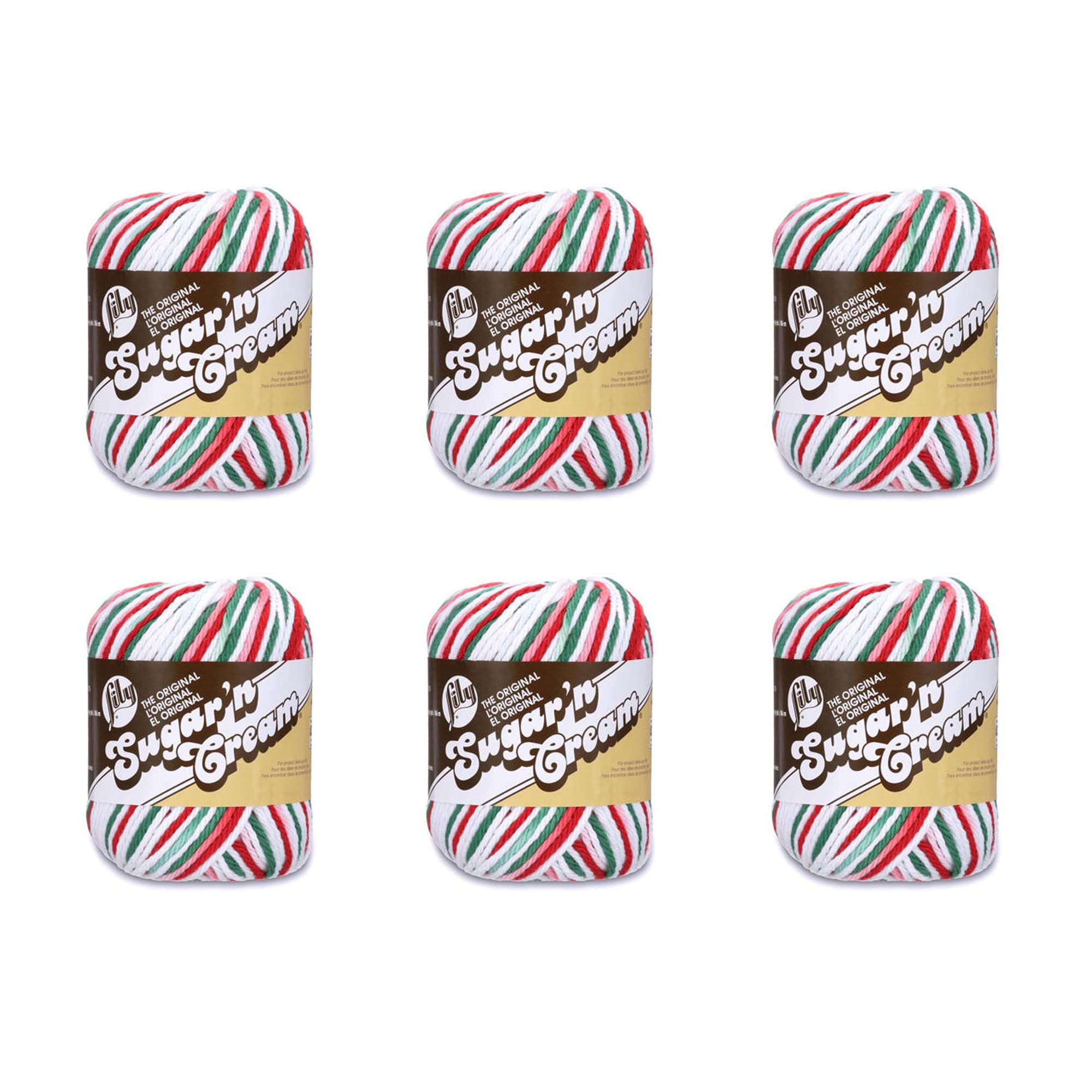 Lily Sugar'N Cream Mistletoe Yarn - 6 Pack of 57g/2oz - Cotton - 4 Medium (Worsted) - 95 Yards - Knitting/Crochet