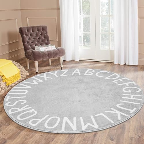 Miniatura 2 de Topotdor Alfombra redonda de juego para niños, del alfabeto, alfombra de área para guardería, alfombra de juego extra grande y suave para dormitorio