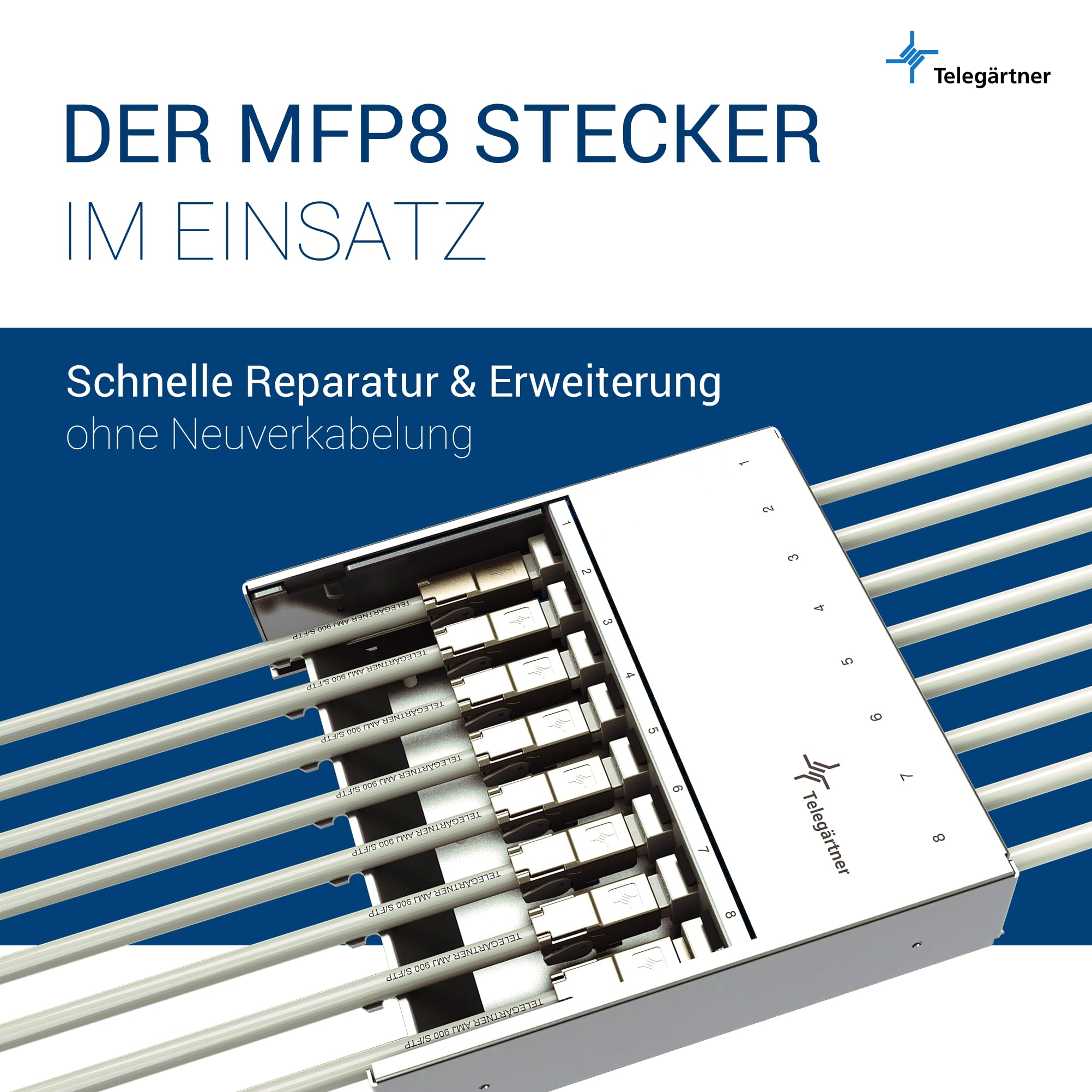 TELEGARTNER 12 Stück Feldkonfektionierbarer RJ45-Steckverbinder MFP8 Cat.6A, geschirmt, Vierkammer-Adermanager, Farbcodierung T568B, konfektionierbar vor Ort, IP20