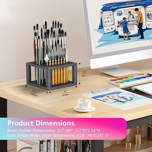 Miniatura 8 de ARFETIGO Organizador de pintura acrílica de 6 capas y soporte para pinceles de pintura, diseño a presión, fácil montaje, estante protector de