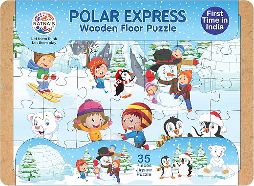 Ratnas Wooden Floor Puzzle Polar Express 35 Pieces Jigsaw Puzzle Size 29.5 cm x 21.5 cm for Kids 3+ Years