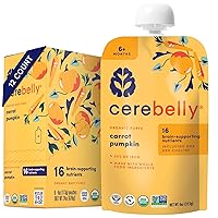 Vista 19 de Cerebelly Bolsas de comida orgánica para bebés, purés de remolacha zanahoria y arándanos, 16 nutrientes, sin azúcar añadido, fibra y sin OMG, 4