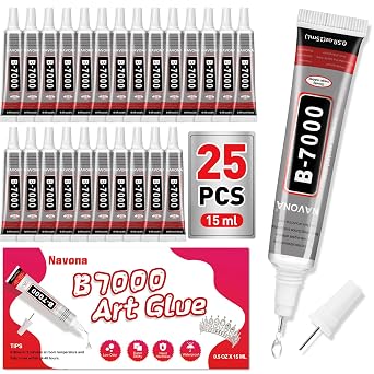 25 PCS 15ml B7000 Glue Clear with Precision Tip, Bedazzling Glue, Super Glues, Rhinestone Glue for Nail, Craft Glues, Jewelry Making, Nail Art, DIY, Makeup, Shoes