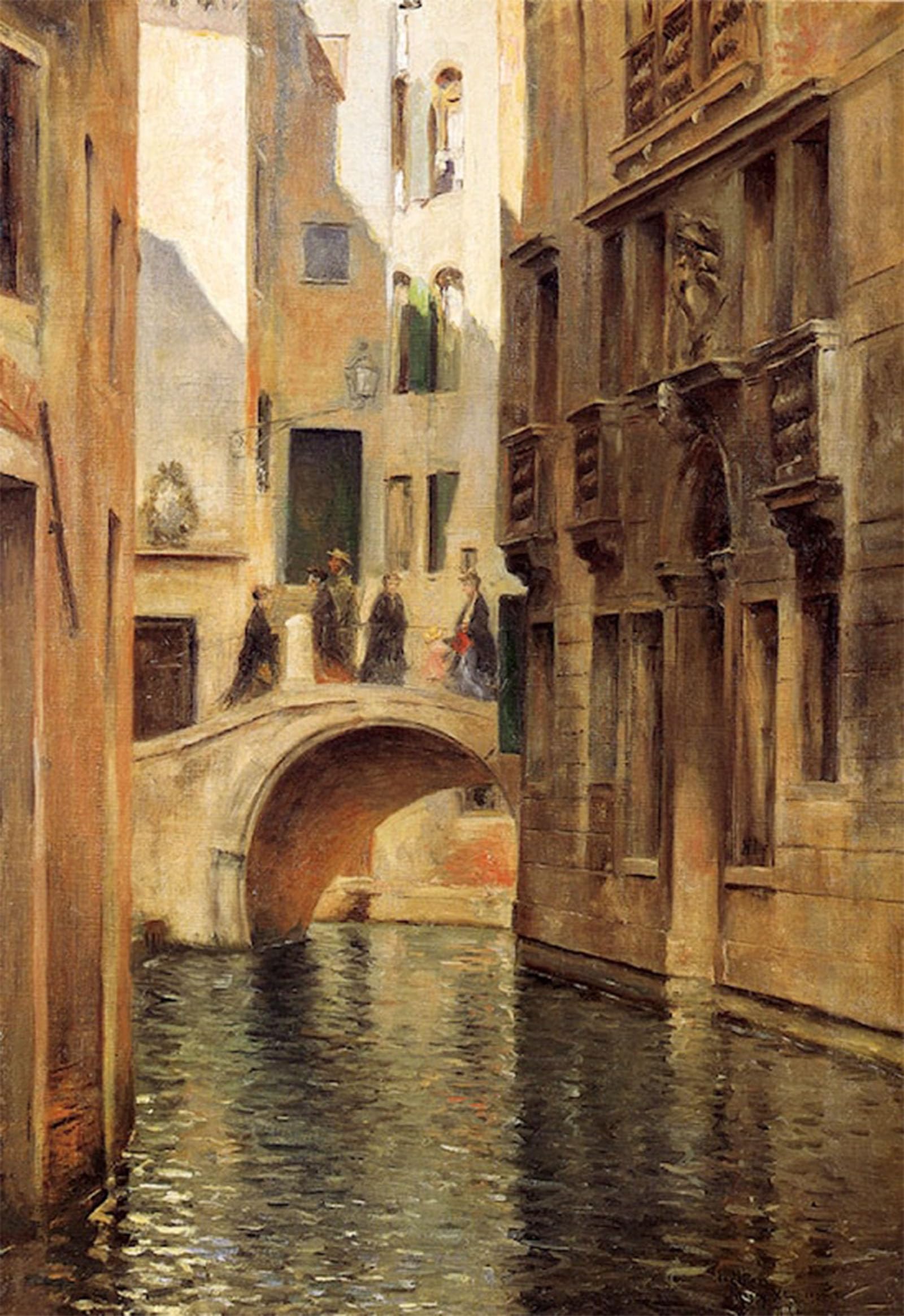 SERENDIPITP Retro Picture Poster Wall Art Pictures Painting Venetian Canal by Julius Leblanc Stewart Wall Art Canvas Print for Wall Decor 60x90cm