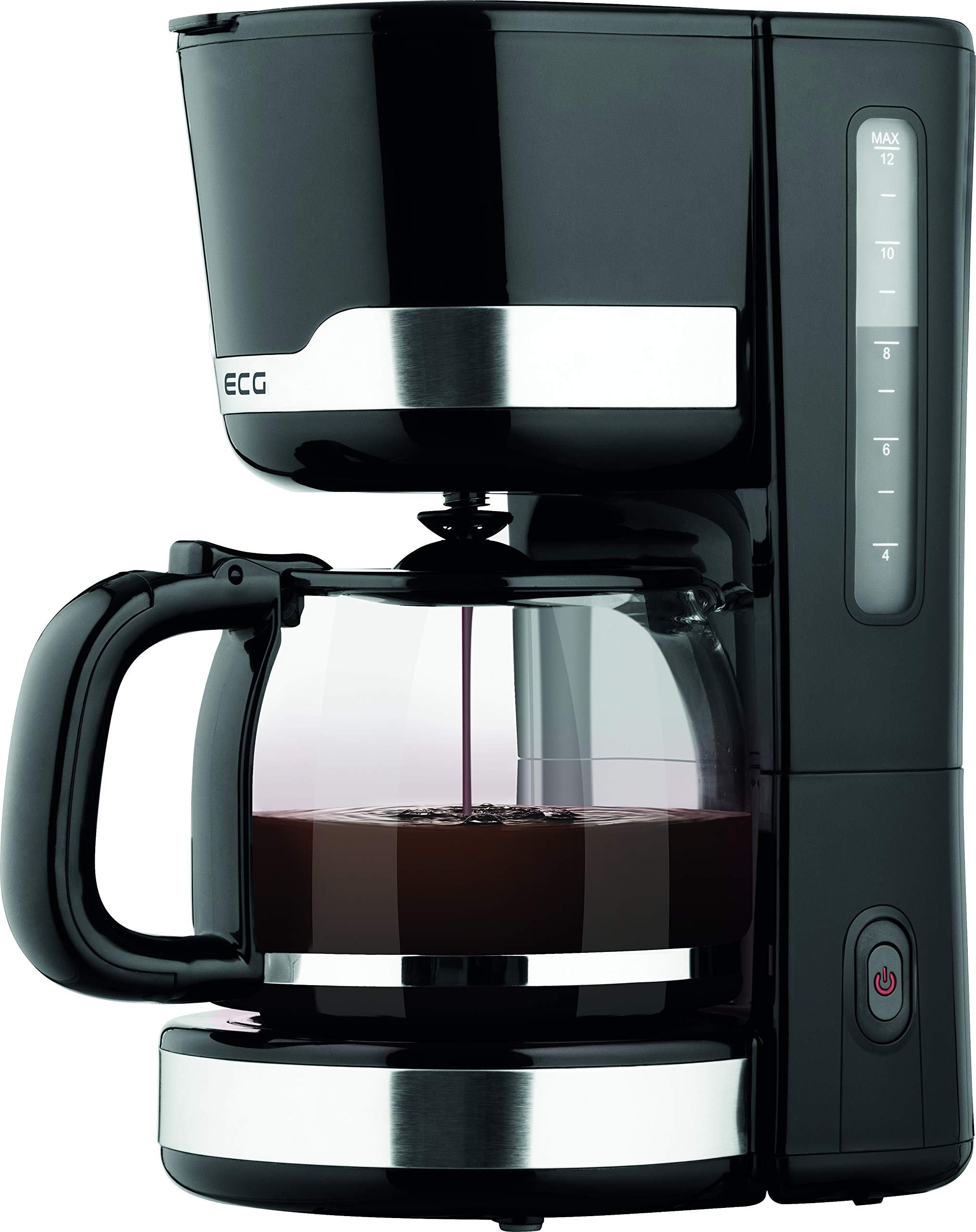 ECG Cafetera – Cafetera de filtro – Té – 12 tazas – 1,5 litros – Interruptor con indicador LED – Función antigoteo – Negro KP 2115 Black