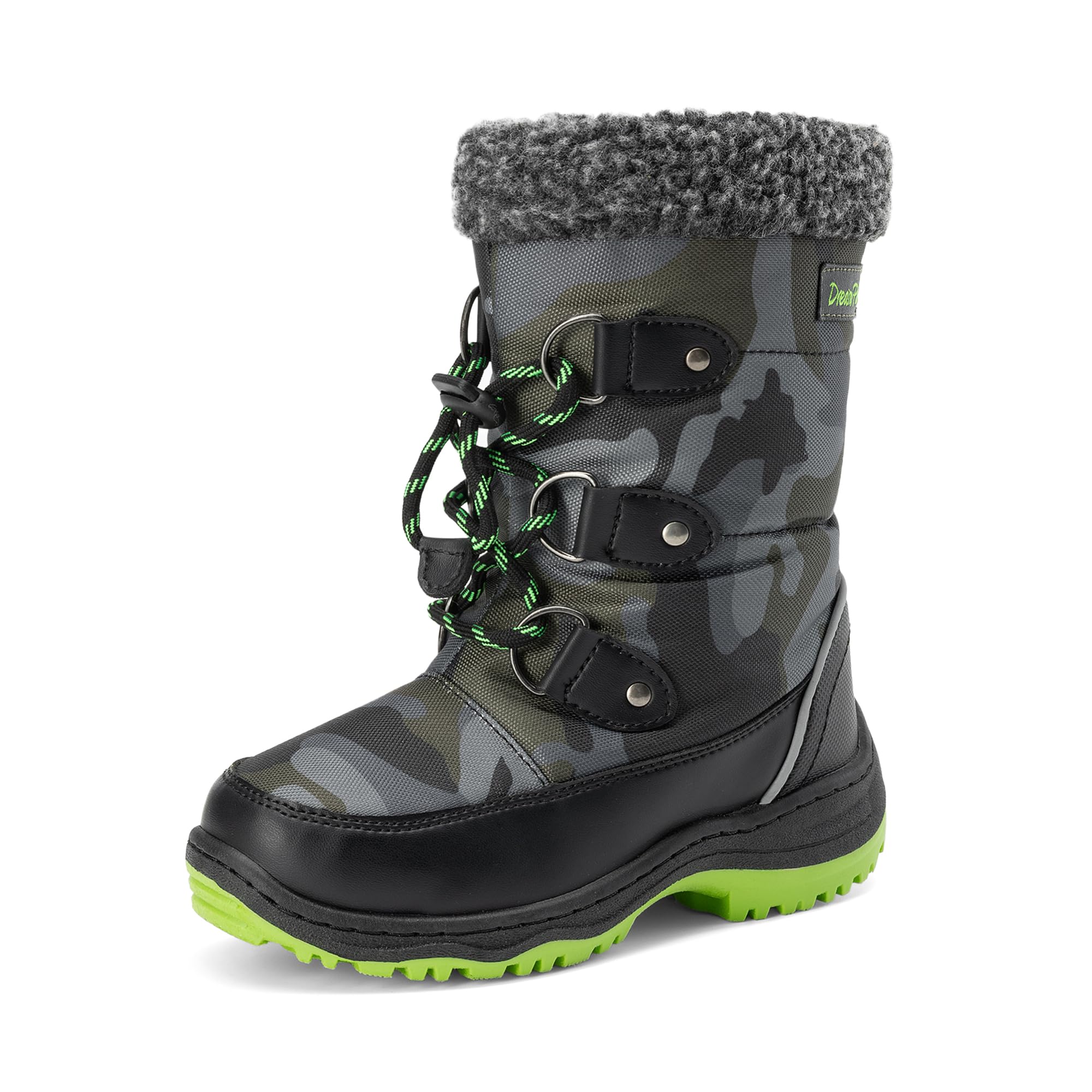 Boys Snow Boots Camouflage Slip Resistant Faux Fur Lined Winter Shoes for Little/Big Kid