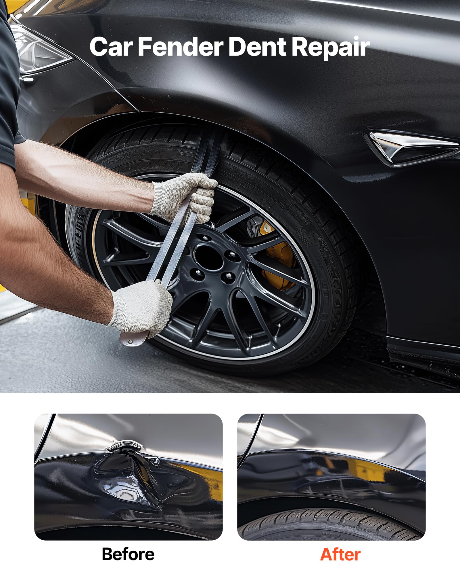 VEVOR Kit di Estrazione Ammaccature, Strumento per la Rimozione di Ammaccature da Auto Senza Vernice, Estrattore per Riparazione Danni al Parafango con Asta Curva, Strumenti per Testine di Ricambio