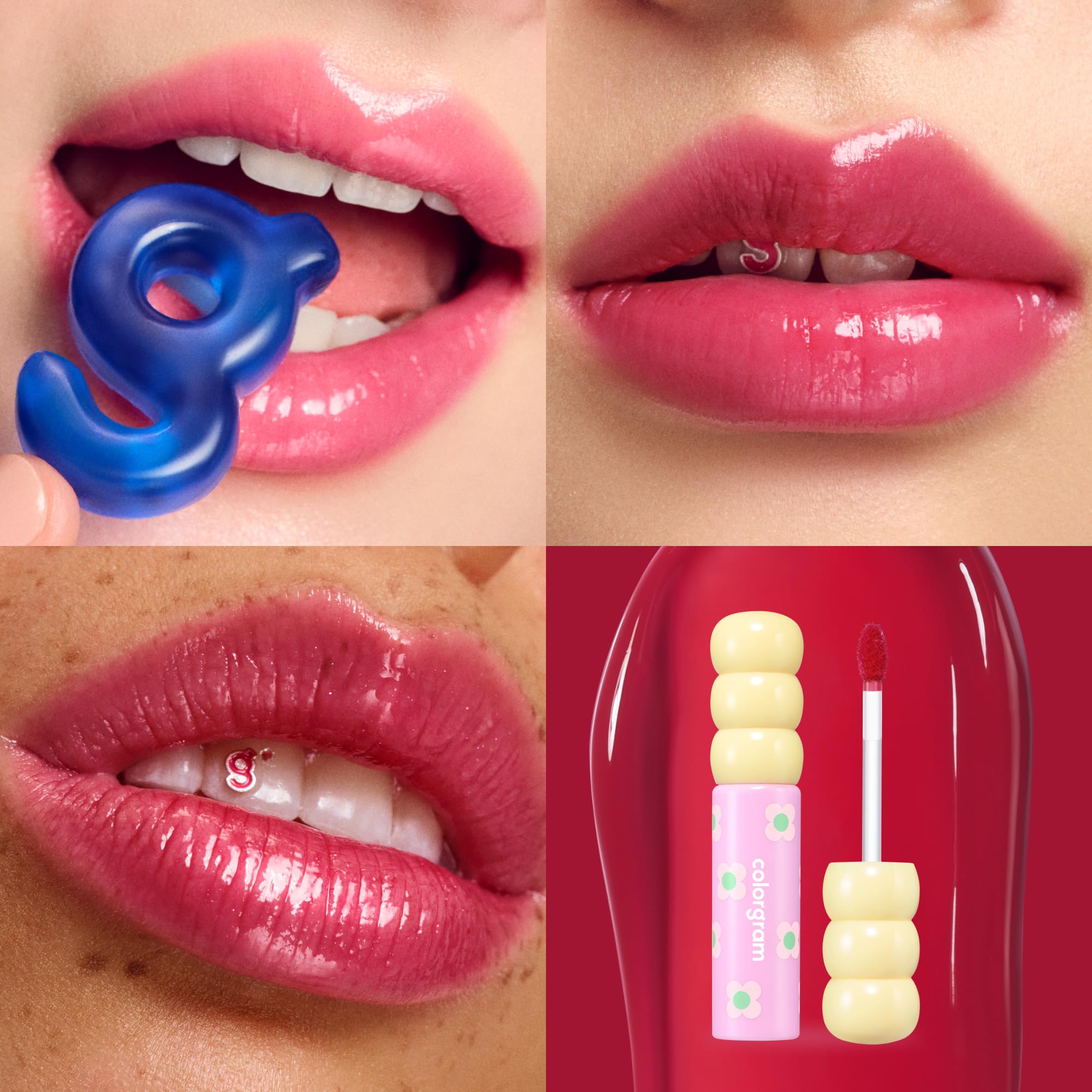 COLORGRAM Fruity Glass Tint 08 Lovely Raspberry | Korean Long Lasting & Waterproof Lip Stain | Glossy Dewy Lip Gloss, Highly Pigmented Raspberry Red Shade with Glowing effect 0.11 Oz.