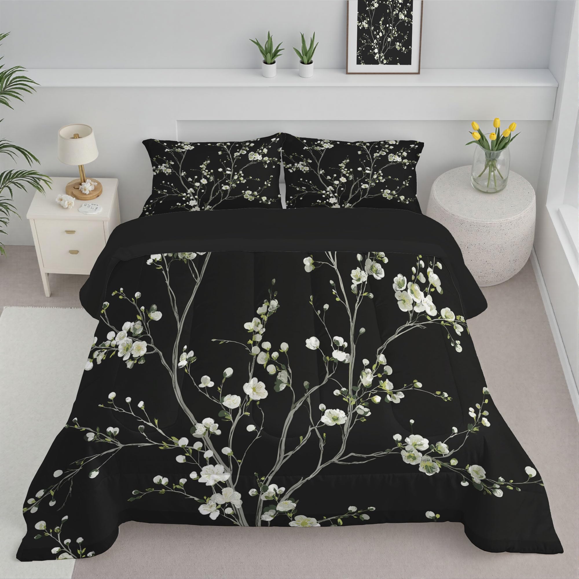 Couette réversible peinte à la main edredon noir de luxe 4 saisons 260x230