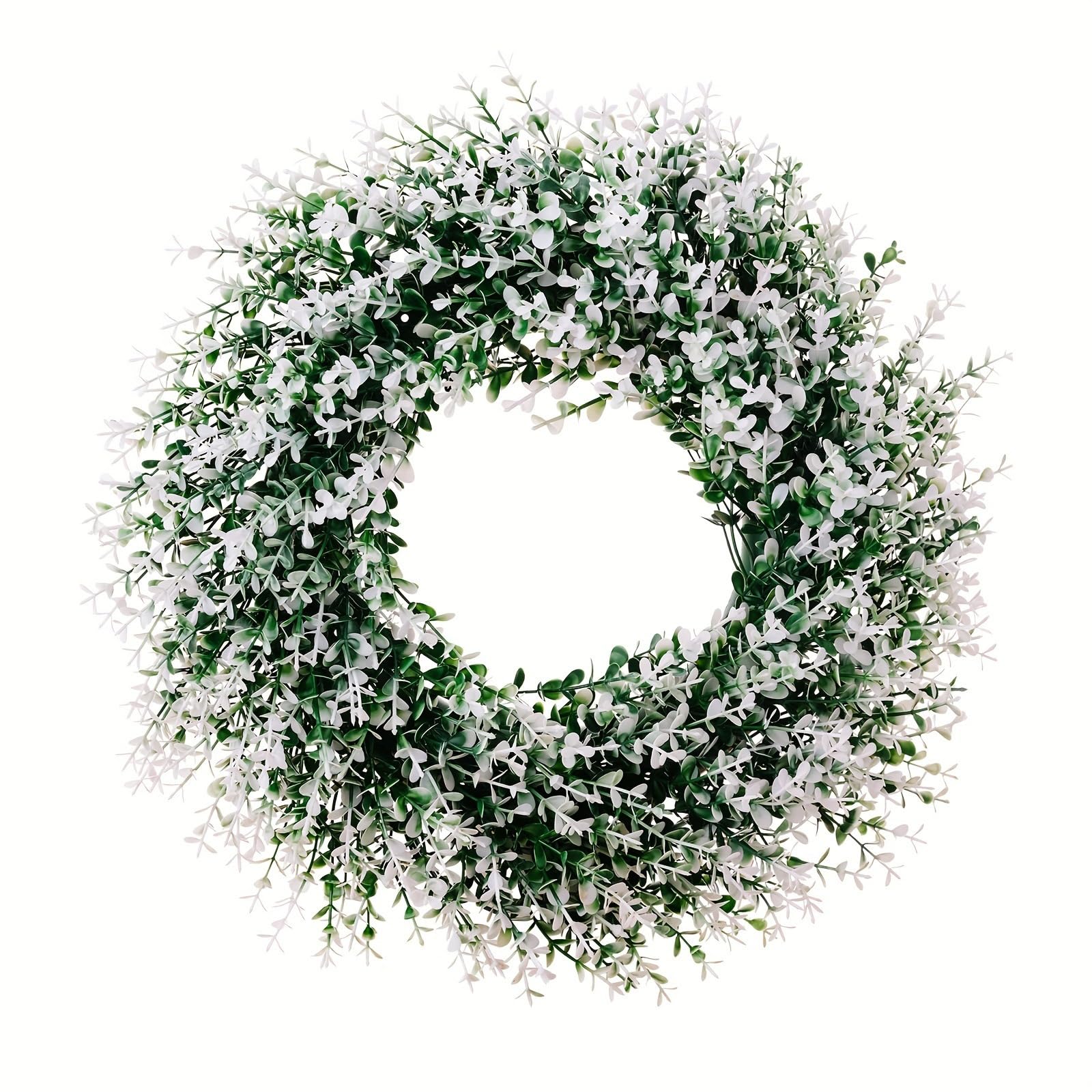 Fahoujs White Green Artificial Leaf Wreath Front Door Wreath Spring Wreath For Front Door Farmhouses Garden Wedding Decorations Front Door
