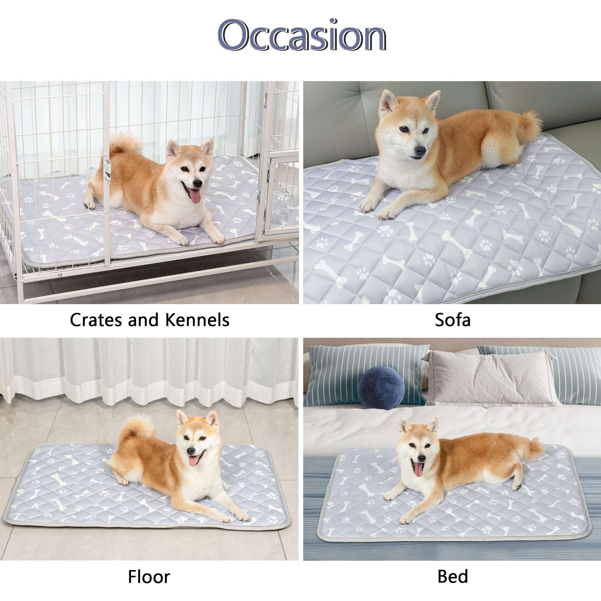 NACOCO Tapis rafraîchissant pour chien avec design intérieur antidérapant et imperméable, anti-fuite, extra épais, lavable en machine, pour chiens de taille moyenne et grande pour cages, lits,