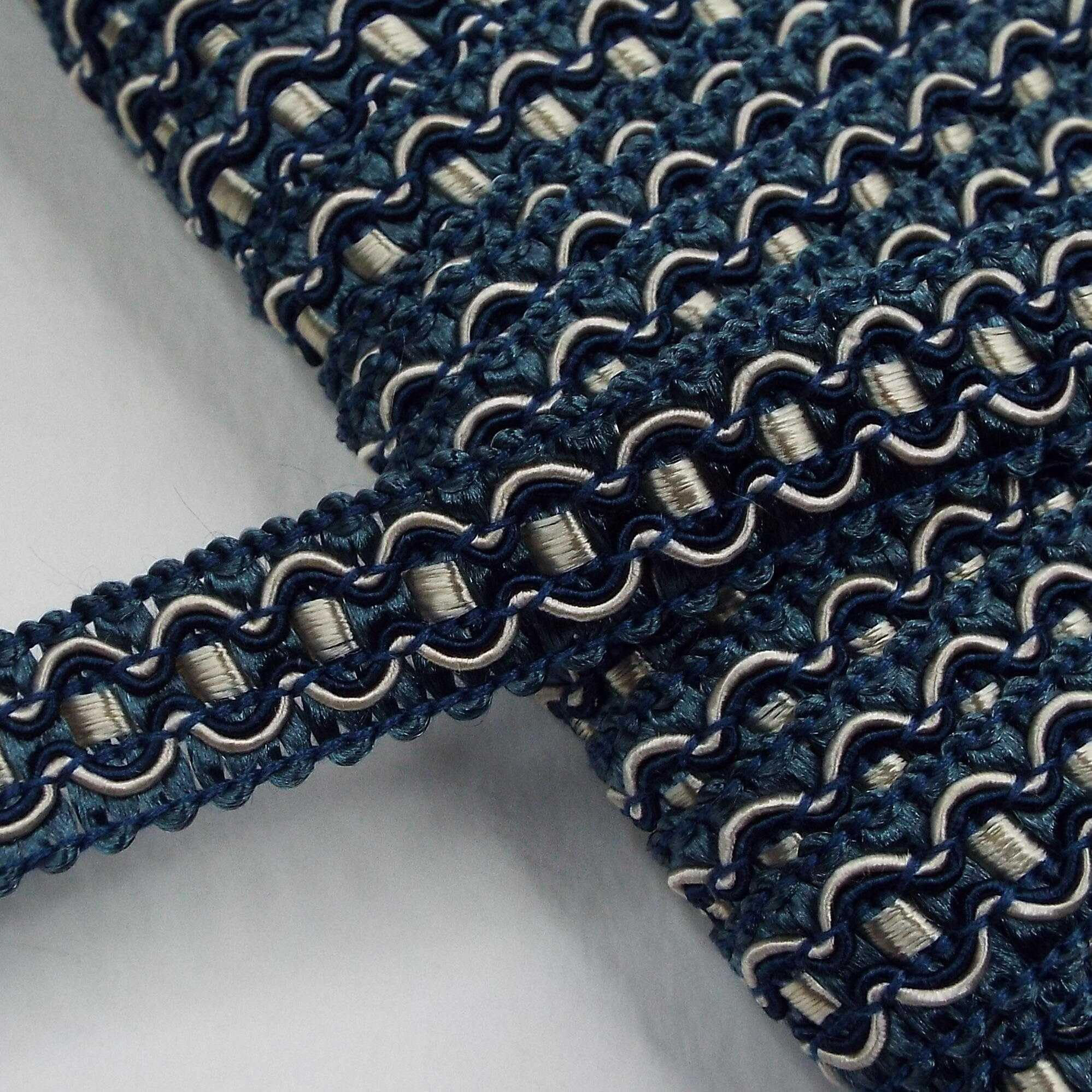 17mm Chain Braid Gimp Trimming Upholstery Chair 6 Colour Buy 1 2 4 Metres 332D, Dark Blue Silver Grey Blue, 4 Metres