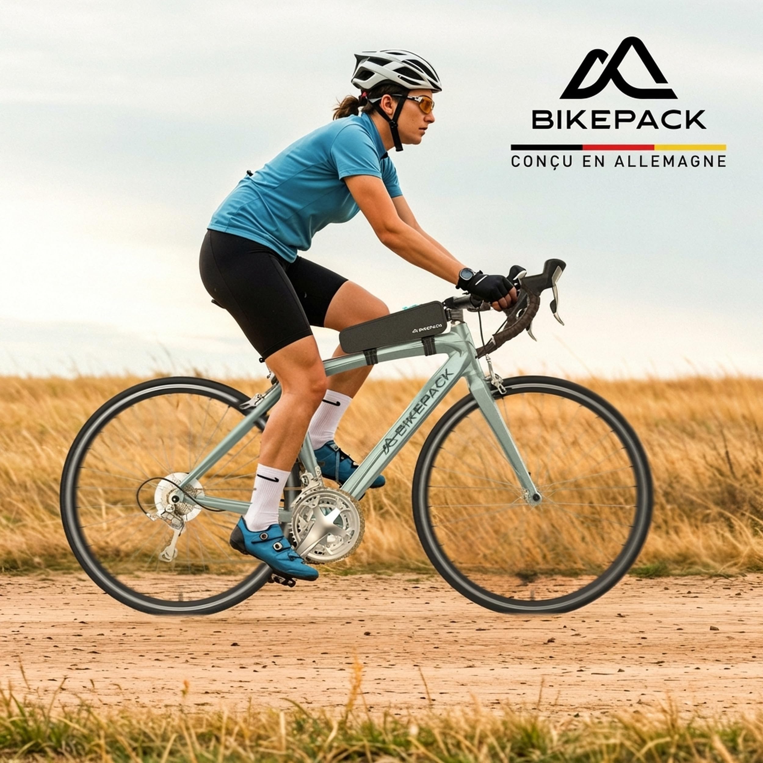 BIKEPACK Sacoche Top Tube Vélo - Sacoche Cadre Route VTT Bikepacking | Pochette tube supérieur avec fenêtre tactile pour smartphone, fixation vissée ou velcro, déperlante, pour gravel et course