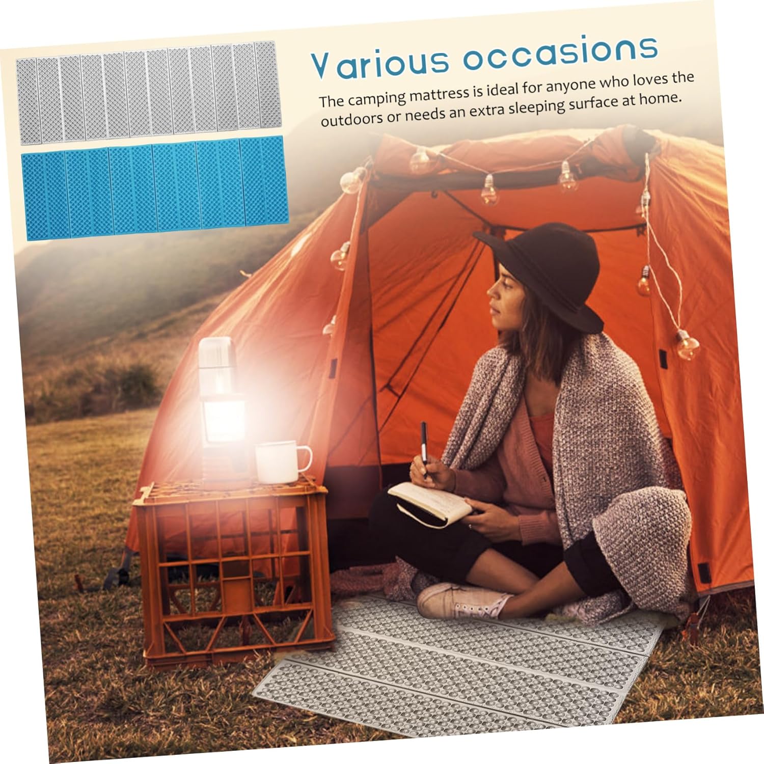 BESTonZON Folding Camping Mat Thick Insulated Foam Sleeping Pad for Outdoor Use Lightweight Portable Design for Backpacking Hiking and Extra Sleeping Surface Blue