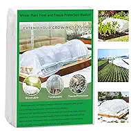 SNZ 10x10 FT Plant Covers Freeze Protection, 1.5 oz Frost Blanket for Outdoor Plants, Winter Garden Row Cover, Reusable Shade Cloth for Seed Germination, Raised Beds & Shrub Covers