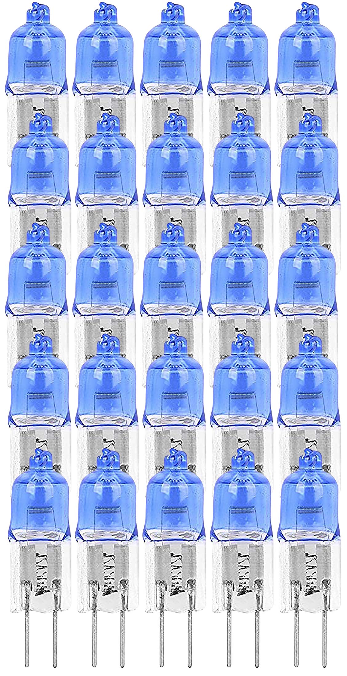 25 Pack G4 Light Bulb Halogen 20W Clear Cool White Replacement Lamp JC 20 Watt Lightbulb Looks Like Xenon Bi Pin 25 Units 12V 12 Volt Glass Capsule