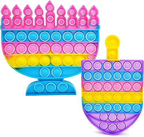 The Dreidel Company Hanukkah Poppit - Juego de juguetes para ansiedad para presionar burbujas de menorá de Dreidel (juego de juguetes para ansiedad