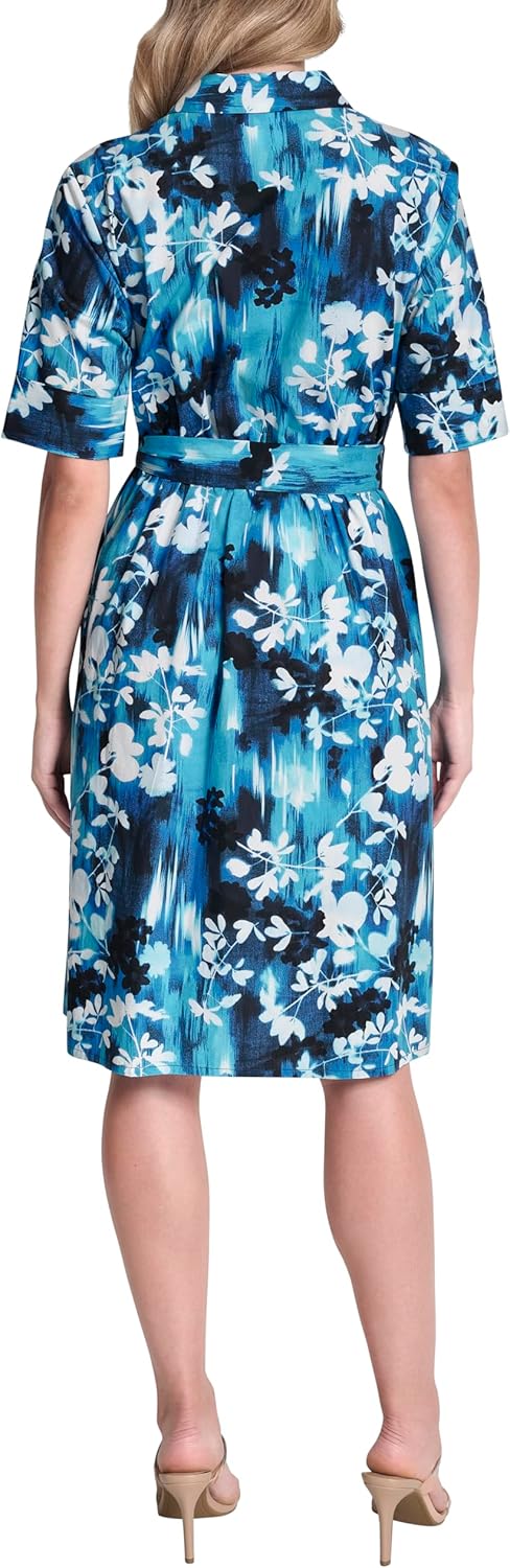 DKNY Womens 3/4 Sleeve Collared Neck Cotton Poplin Shirt Dress - Image 4