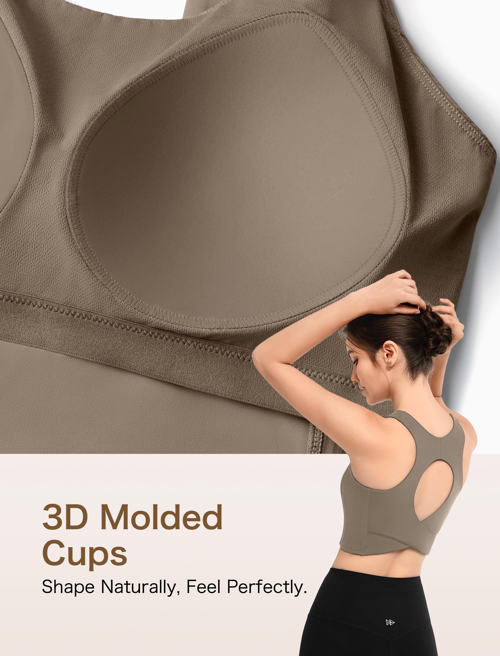 Yvette Cómodo brasier deportivo de yoga con cuello redondo con brasier integrado y parte superior de entrenamiento con espalda redonda