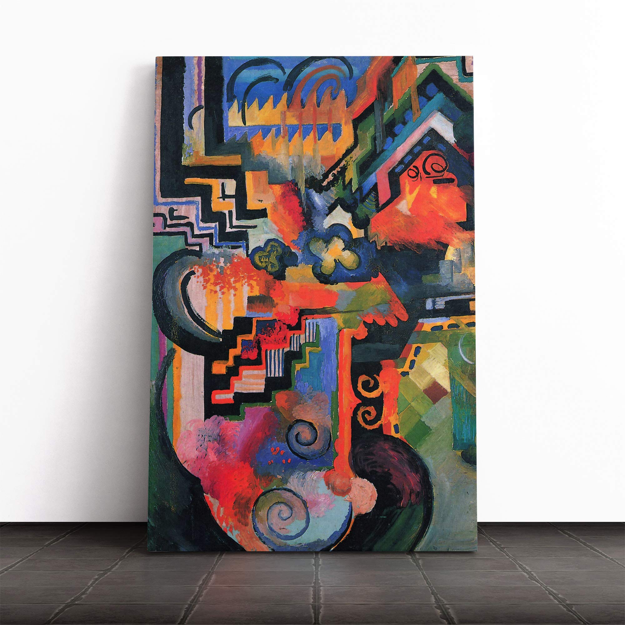 August Macke Composition Forms (1) Canvas Print | Gallery Wrapped 30mm Frame Wall Art | 20x14 inches | Ready to Hang | Contemporary Picture | Living Room Bedroom Lounge Office