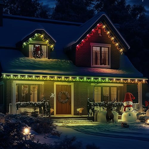 Miniatura 3 de LemonNova Luces permanentes para exteriores Pro, 60 pies con 44 luces LED blancas cálidas y frías, luces de aleros estrellados IP67 impermeables,