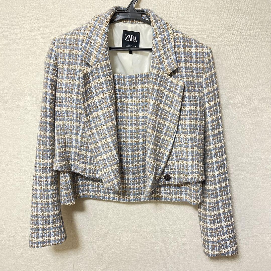 Amazon.co.jp: ZARA ツイードジャケット タイトスカート セットアップ 