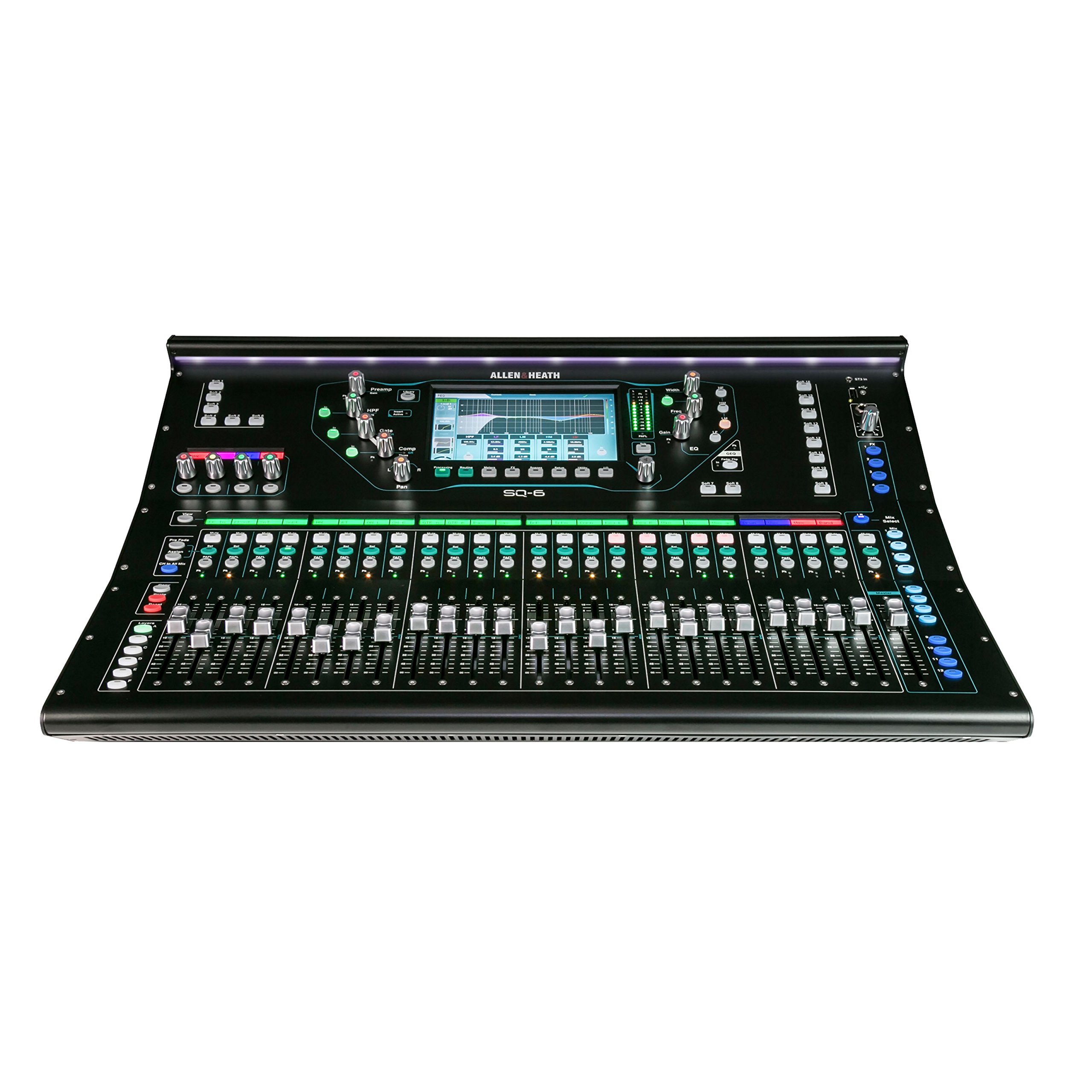 Allen & Heath SQ-6 Digital Mixer, 48 Input Channels, 7" Colour Touchscreen, 24 Onboard Preamps, 25 Faders, 16 SoftKeys AES Digital Output