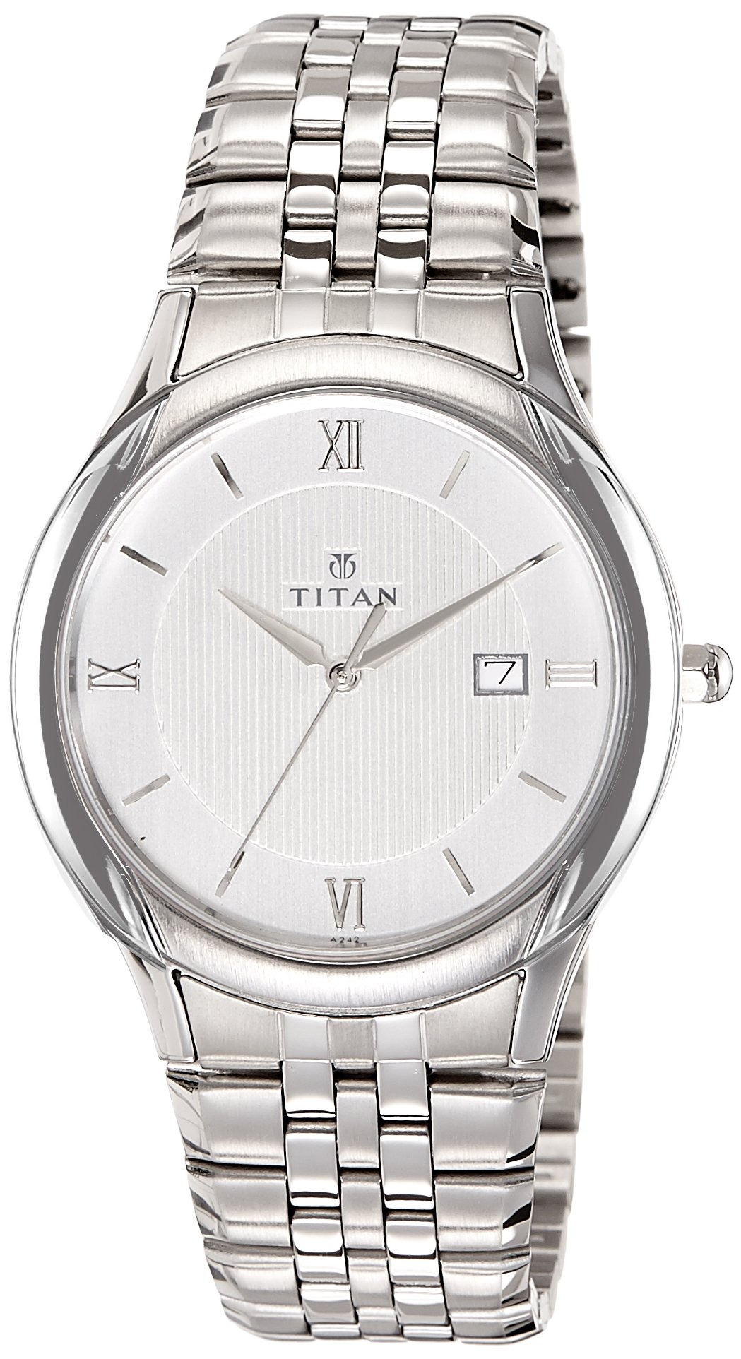 Titan Quartz Analog with Date Silver Dial Stainless Steel Strap Watch for Men-NS1494SM01 (B007V2YP1U) Amazon Price History, Amazon Price Tracker