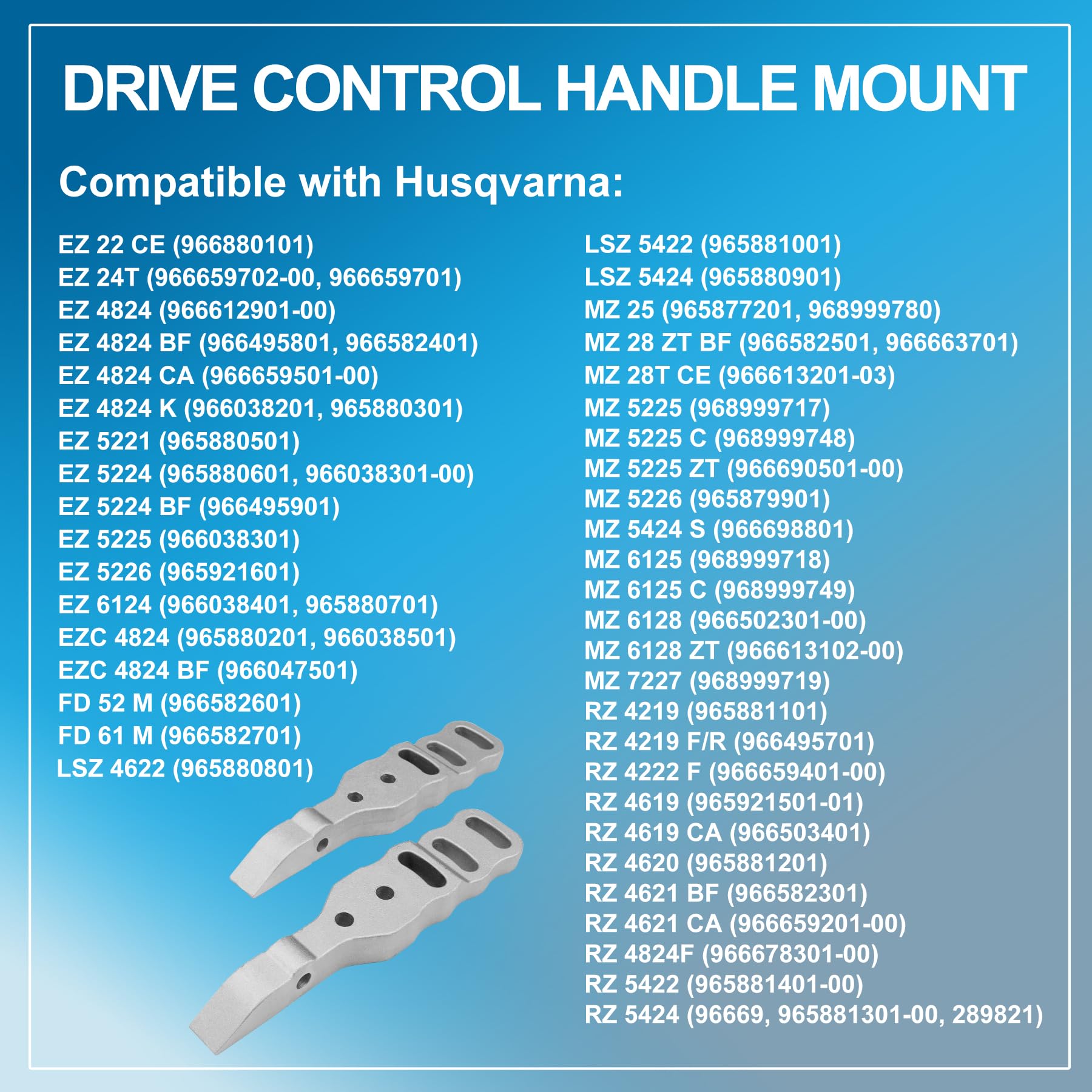 576452801 Soporte de control de transmisión, paquete de 2 controles de accionamiento de montaje de mango compatibles con cortacésped Husqvarna Zero Turn RZ5424 MZ6128 EZ4824 y más cortacésped