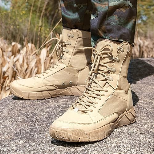 Miniatura 5 de Zivopah Botas tácticas para hombre de 8 pulgadas, ligeras, botas de combate antifatiga, botas de trabajo tecnológicas para el desierto, botas de