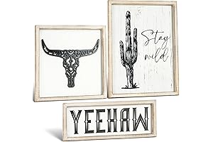 Putuo Decor Rustic 3 Piece Western Wall Decor, Boho Western Bedroom Decor,...