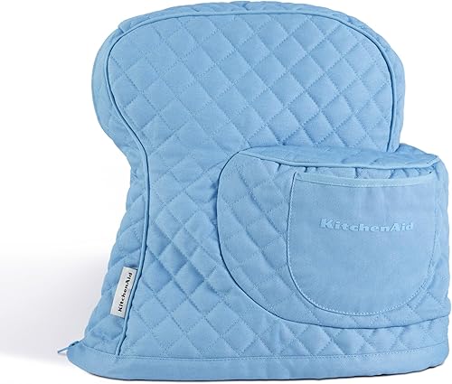KITCHENAID Funda para batidora de pie inclinado y con bolsillo de almacenamiento, acolchada 100% algodón, terciopelo azul, 14.4 x 18 x 10 pulgadas