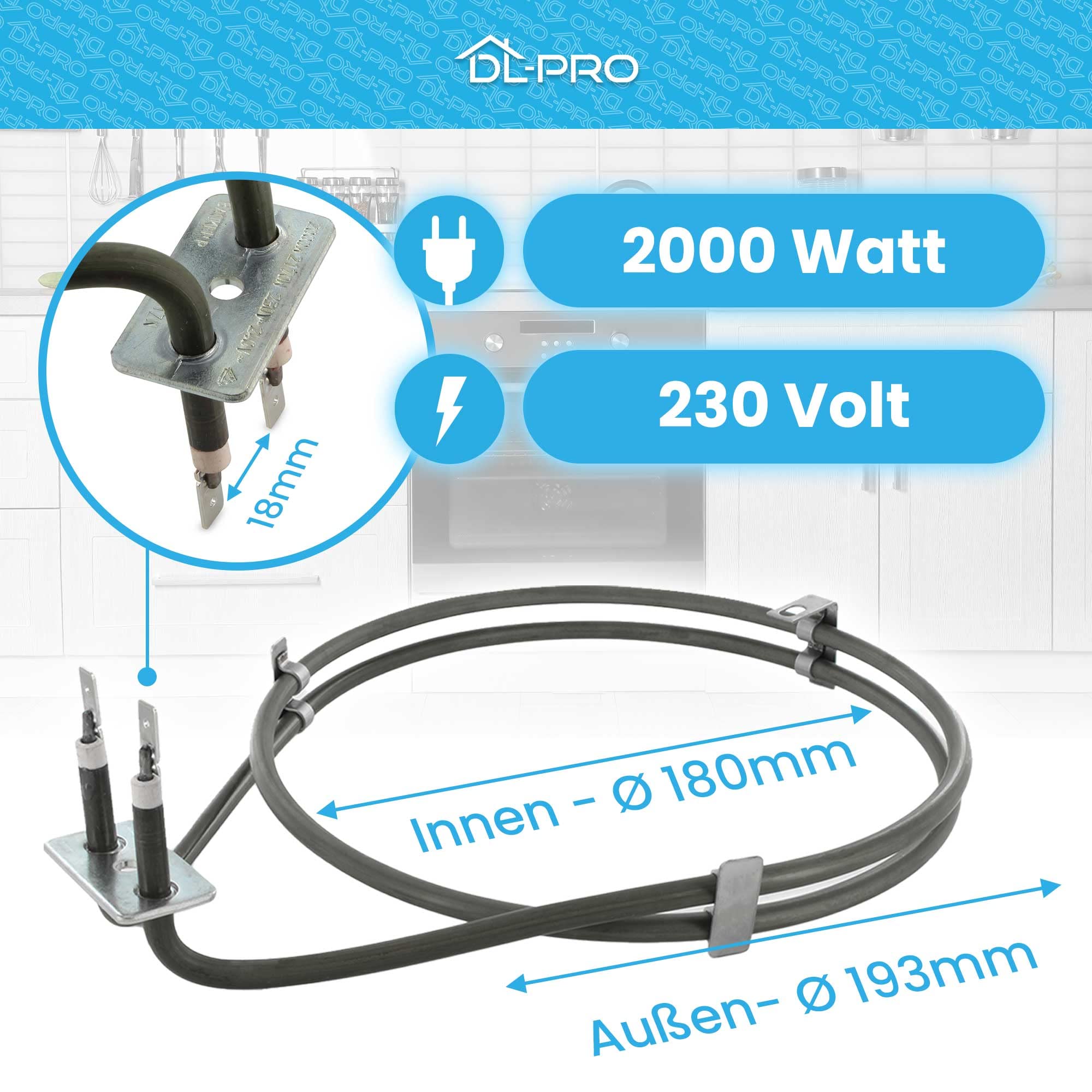 DL-pro Heizung Heizelement 2100W 230V 6260485 wie Miele 6260483 IRCA