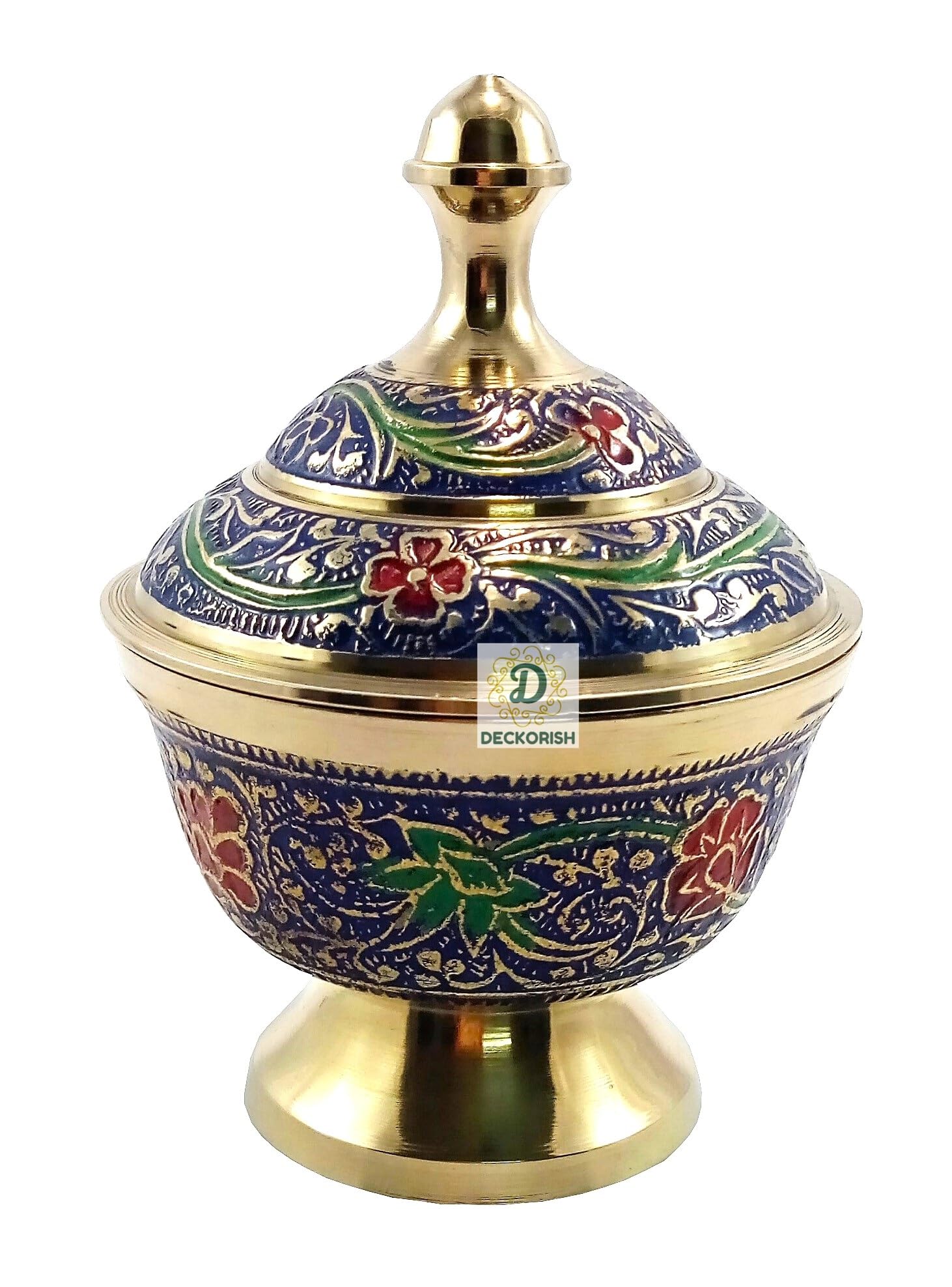 DECKORISH Brass Hand Crafted Pot 13 cm - Elegant Decorative Vase | Antique Design | Home & Office Decor | Multi-Purpose Storage | Vintage Collectible Gift Item-image-43