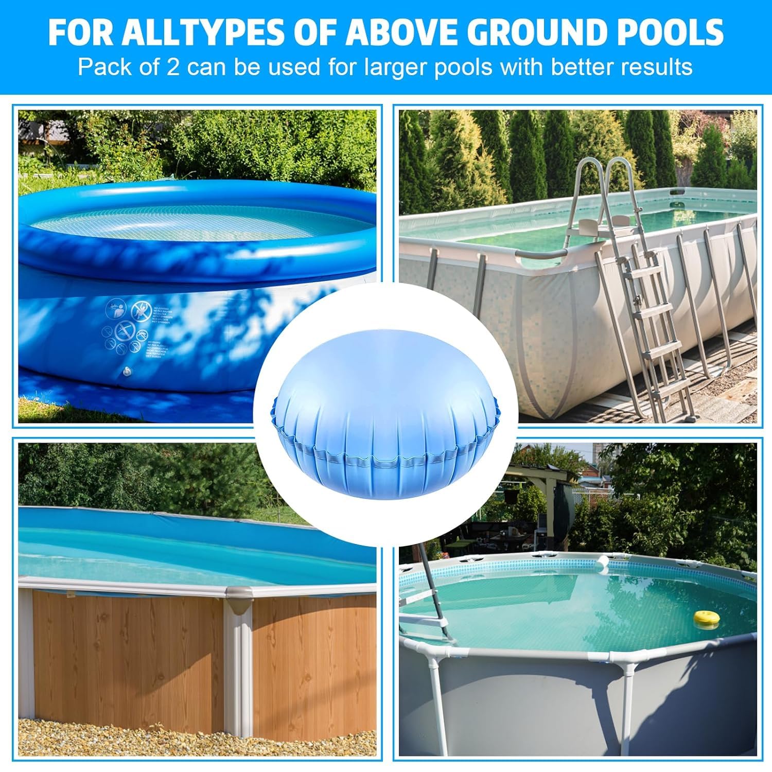 4×4ft Cojín de Invierno para Piscina,2 pcs Cojín de Piscina Invierno,Cojín de Aire para Cubierta de Piscina,Cojín de Almohada de Aire de Cierre para Cubierta de Piscina sobre el Suelo