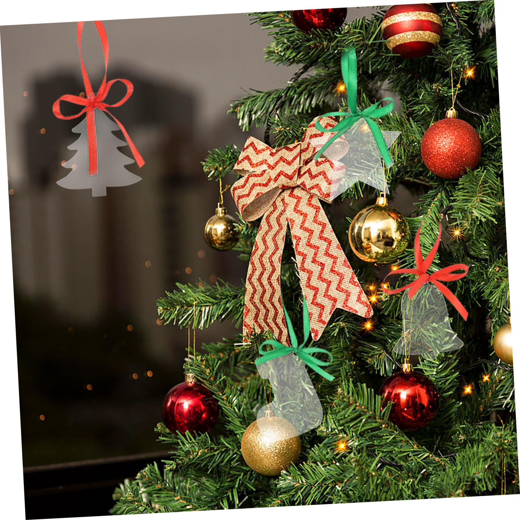 PRETYZOOM 100stücke Teiliges Transparente -weihnachtsanhänger Für Weihnachtsbaum Und Dekoration Weihnachtsdeko Für Innen Und Außenbereich Glänzende Hängende Ornamente Für
