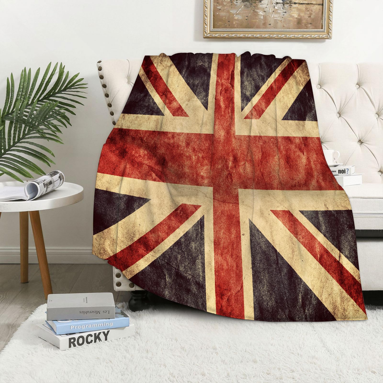 MAAPCHP Flannel Fleece Blanket Throws for Sofa Fluffy Blanket Bed Throw for Bedroom The United Kingdom or Union Jack grunge flag Blanket for Bed, Couch,Car 40x50in