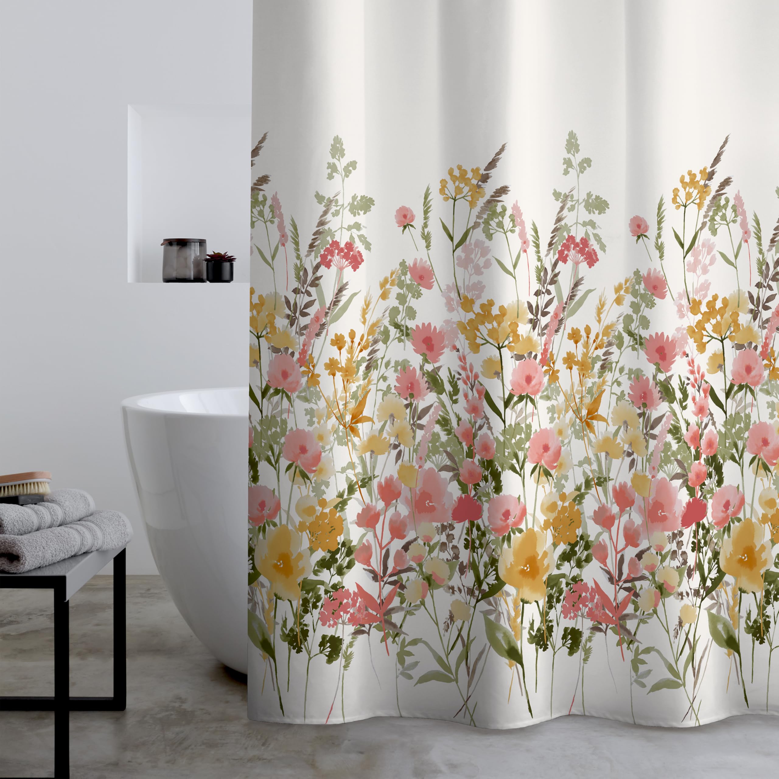 Catherine Lansfield Pink Countryside Floral Shower Curtain