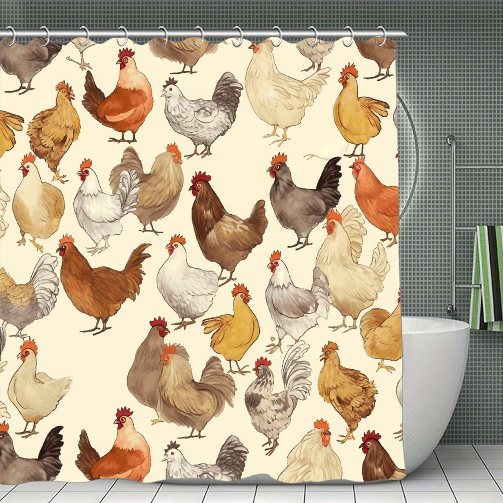 VstaDank A Brood of Chickens Shower Curtain 71x71 Heavy Duty Polyester Cloth Bath Curtain with Hooks Thick Waterproof Shower Liner Fun Magic Decorative Bathroom Curtains for Bathtub