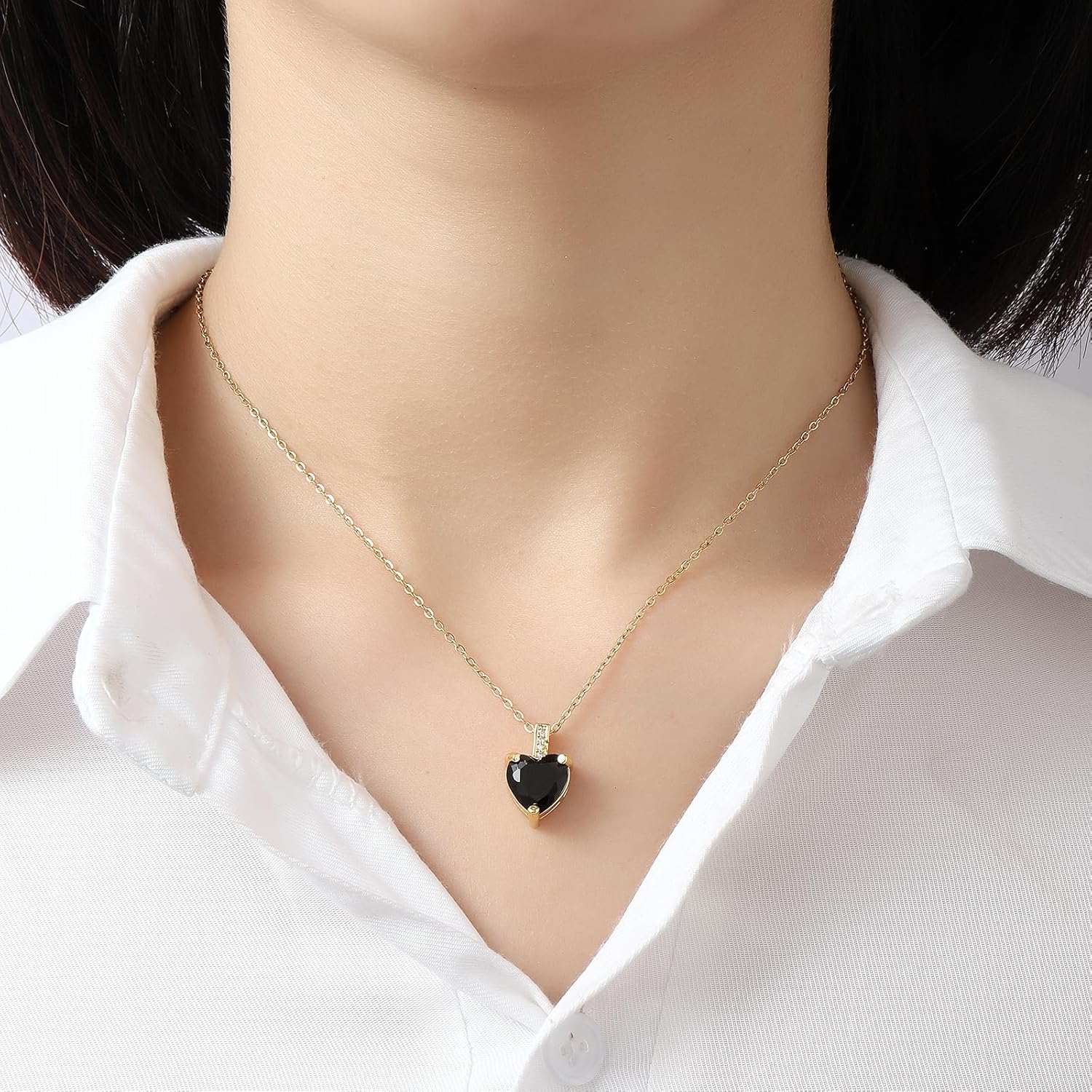 Heart Birthstone Necklace for Women, 14K Gold Plated Birthstone Pendant Necklace Cubic Zirconia Diamond Necklace Dainty Gold Necklace Birthday Gifts for Women Girls - Image 2