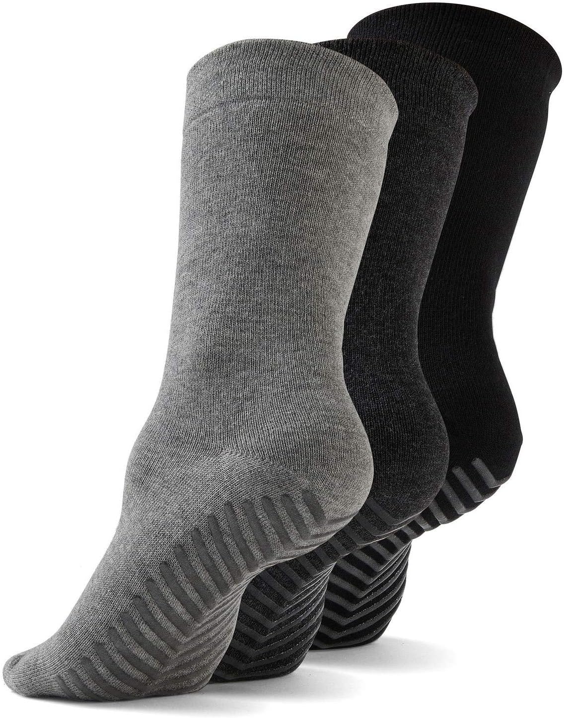 Sponsored Ad - Grip Socks for Women, Grippy, Non Slip, Gripper Socks for Women & Men, Pilates, Yoga, Hospital, 3 Pairs, Crew