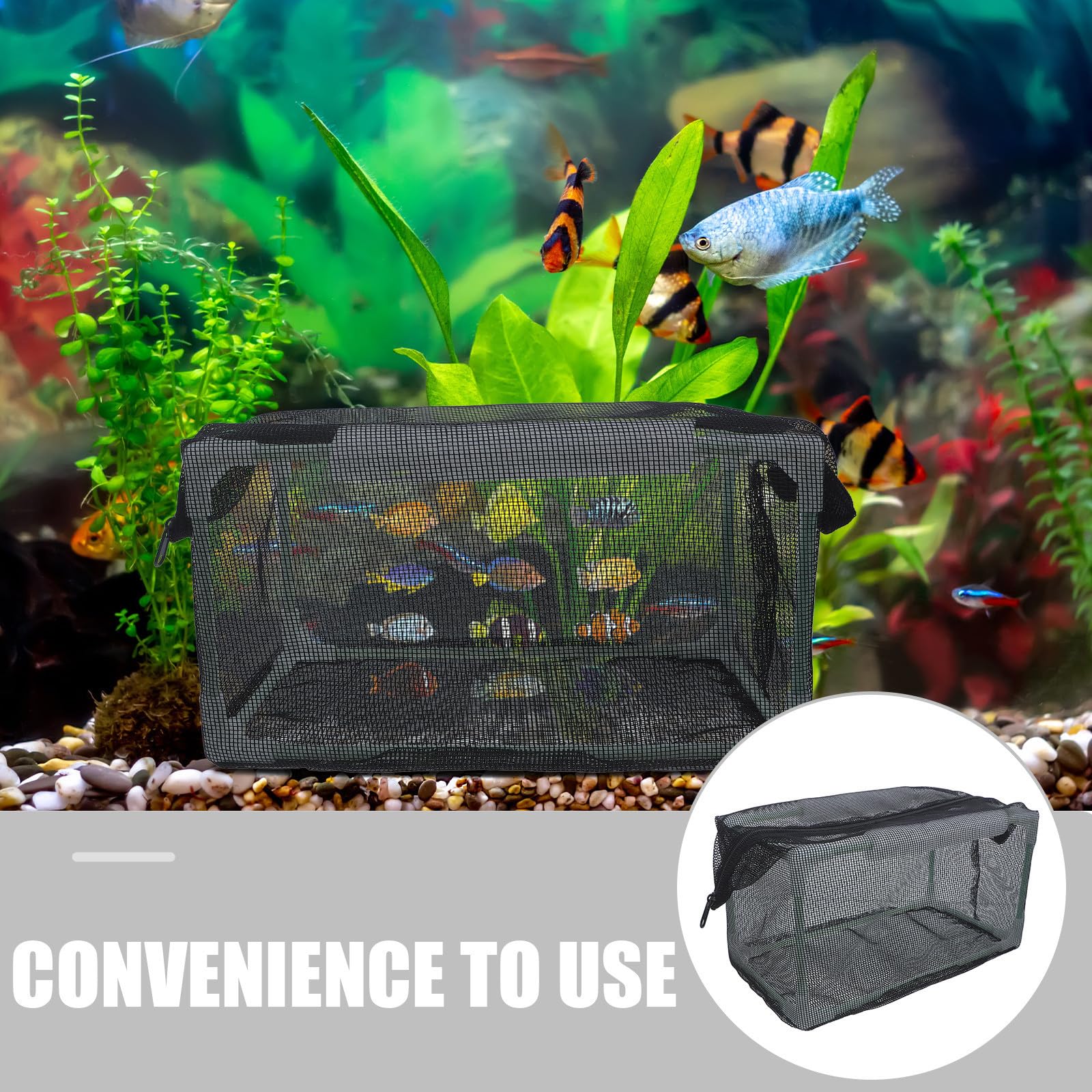 GALPADA Wasseraquarien Zuchtbox mit Nylonnetz und Pp Rahmen Schwarz Schonend für Fische Formbeständig zur Aufzucht von Jungfischen im Aquarium