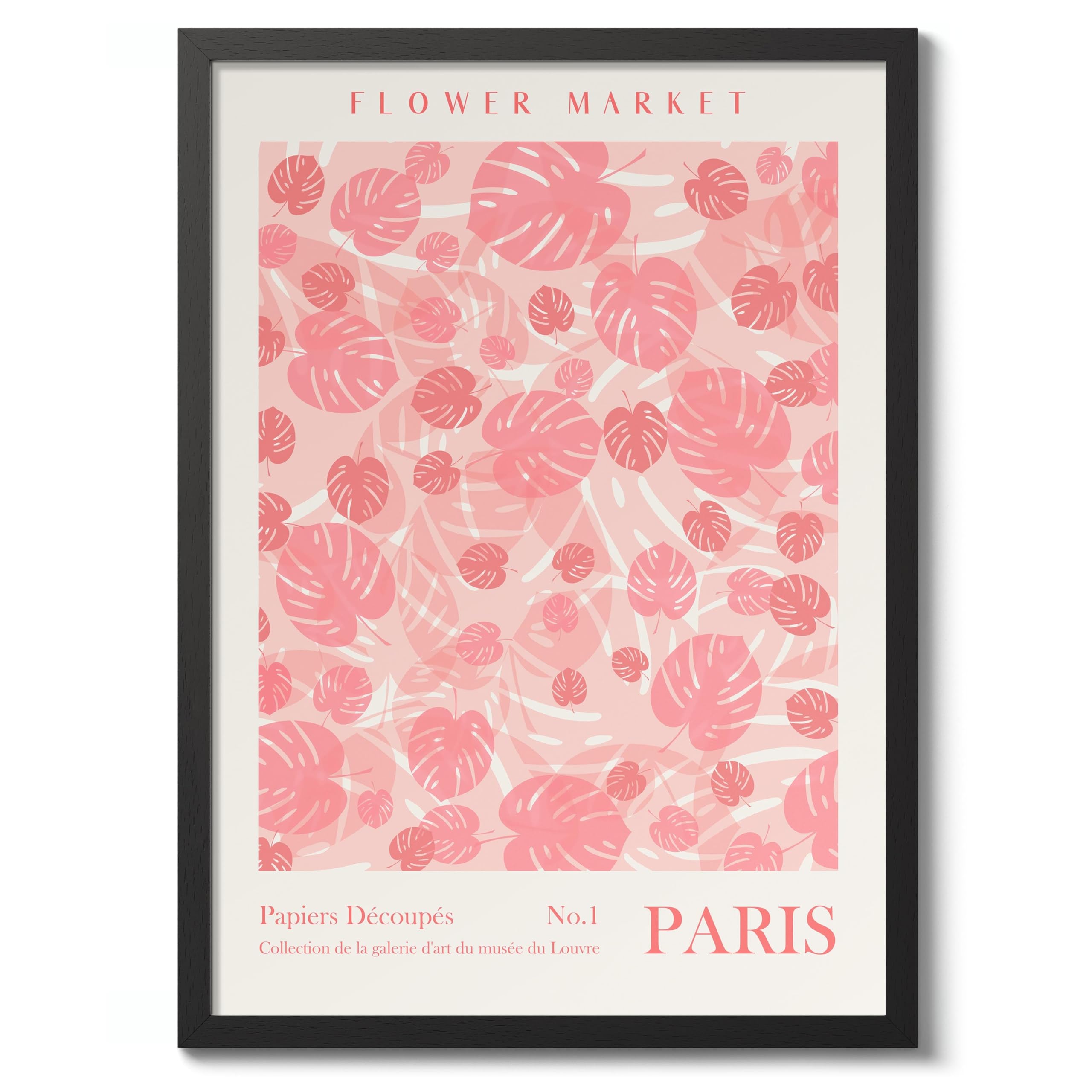 Paris Flower Market Flower Market Poster Floral Wall Decor Print Abstract Colourful Minimalist Travel Bedroom Art, Archival Matte, A2 (Black Frame) - 59.4x42cm — image 1